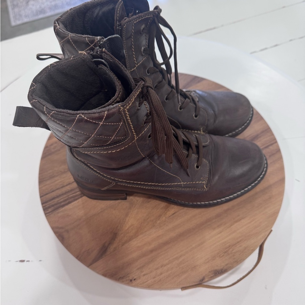 Taos Brown Leather Lace-Up Boots Size 41 - Picture 4 of 7